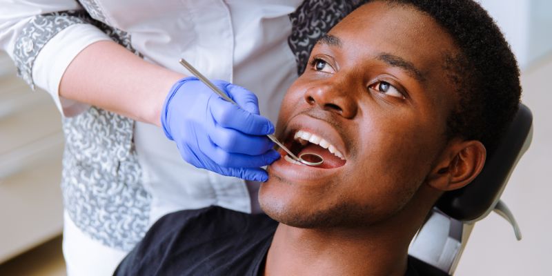 Man getting a dental checkup.